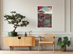 Minimalist Japanese temple Kinkaku-ji reflection artwork in living room