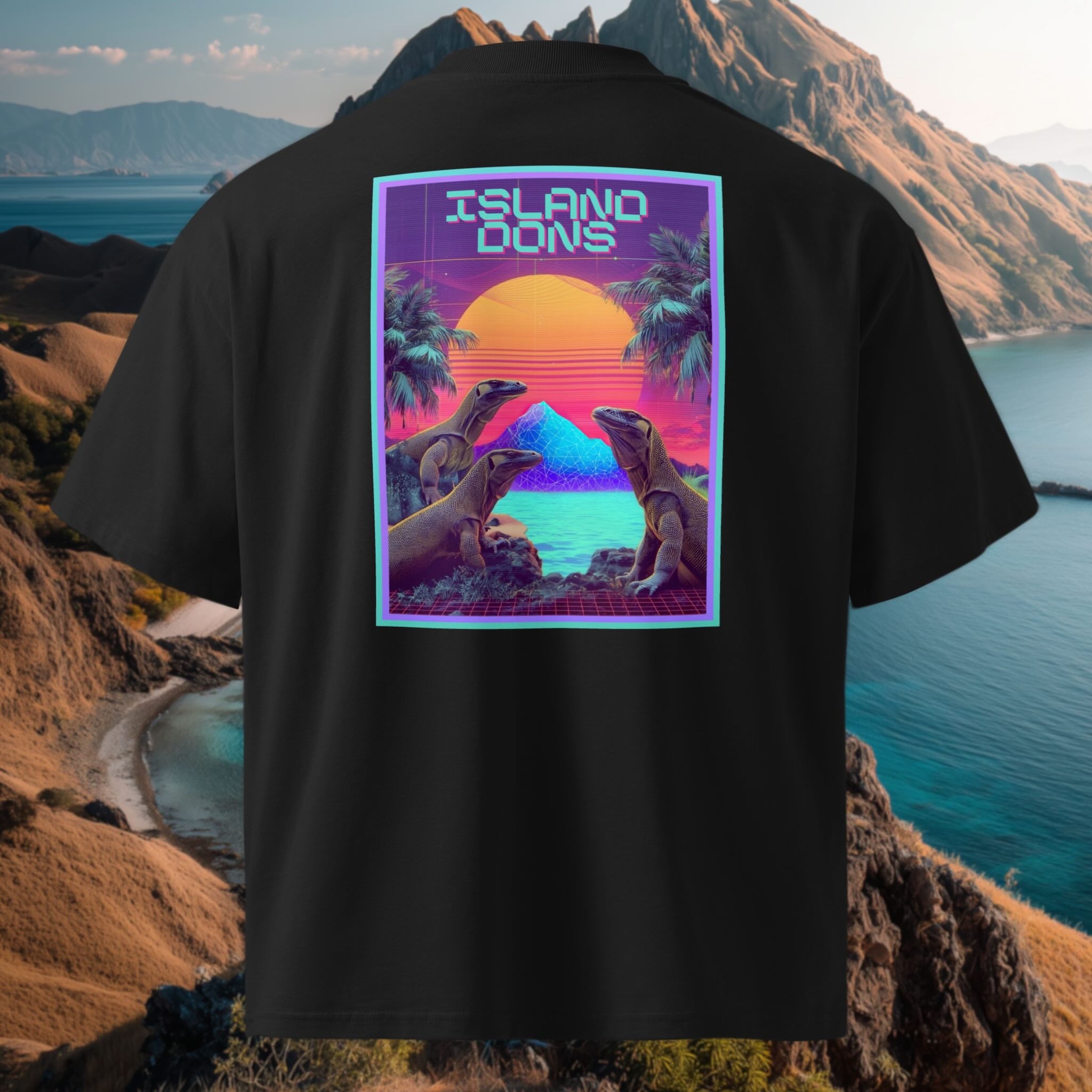 DTG backprint 100% organic combed cotton high-neck oversized tee with soft, breathable fabric