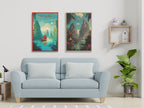 Two travel canvas from Vietnam and Thailand on living room wall
