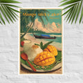 Thai mango sticky rice poster with tropical scenery