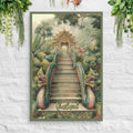 Naga Stairs Thailand jungle temple canvas with mythical serpents