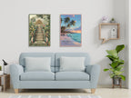 Two travel canvas from Thailand and Vietnam in living room