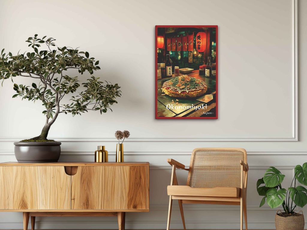 Urban Japanese food stall illustration on cotton canvas on bright wall