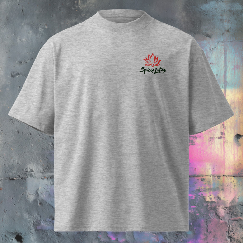 Small left chest logo on Send Noods oversized organic tee