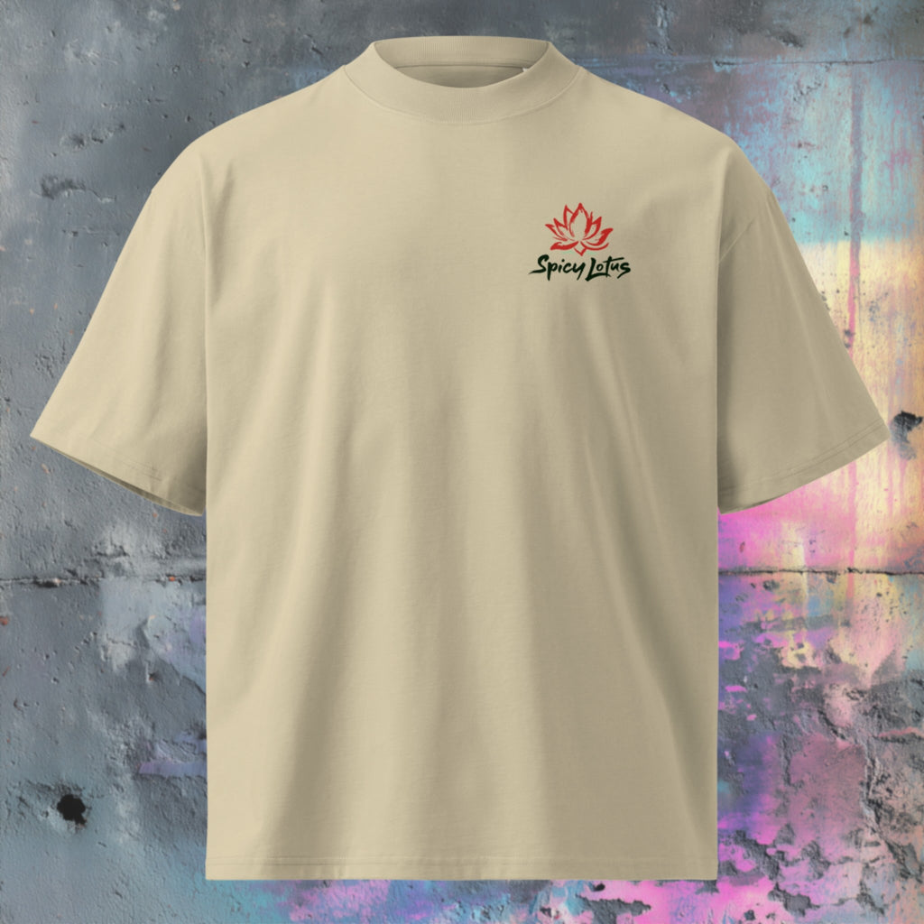 Small left chest logo on Send Noods oversized organic tee