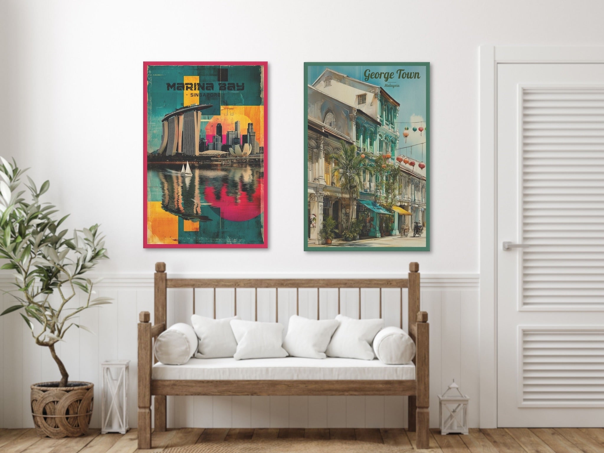 Singapore and Malaysia travel canvas hallway scene