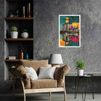 Singapore city vertical poster in modern living room