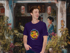 Model wearing Soup But Make It Savage tee in urban setting