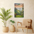 Vertical travel-inspired poster for calm, spiritual interiors