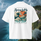 Spicy Lotus Surf Club Sunrise Wave back print Ghost oversized organic tee