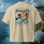 Spicy Lotus Surf Club Sunrise Wave back print Ghost oversized organic tee