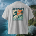 Spicy Lotus Surf Club Sunrise Wave back print Ghost oversized organic tee