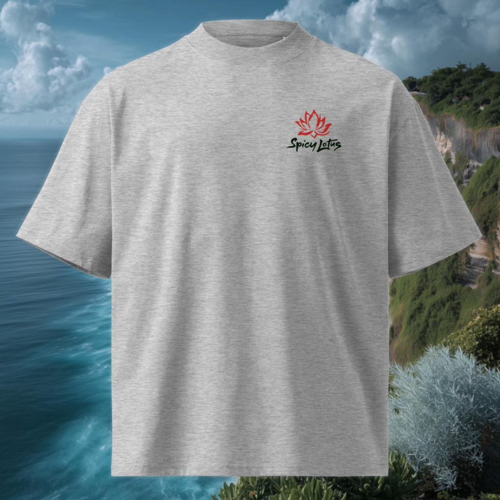 Small front chest logo on Sunrise Wave oversized organic Ghost tee