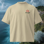 Small front chest logo on Sunrise Wave oversized organic Ghost tee