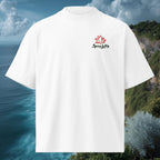 Small front chest logo on Sunrise Wave oversized organic Ghost tee