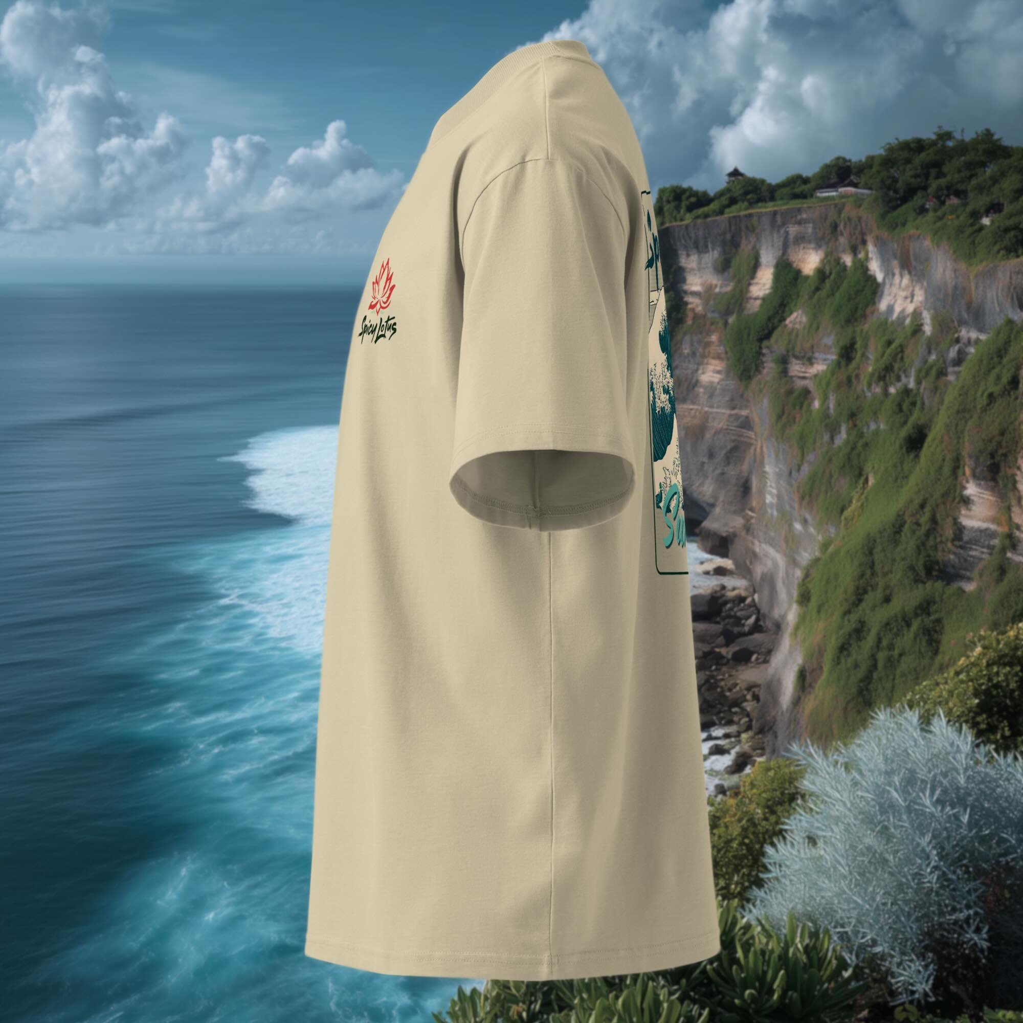 Bali volcano tropical wave tee side view