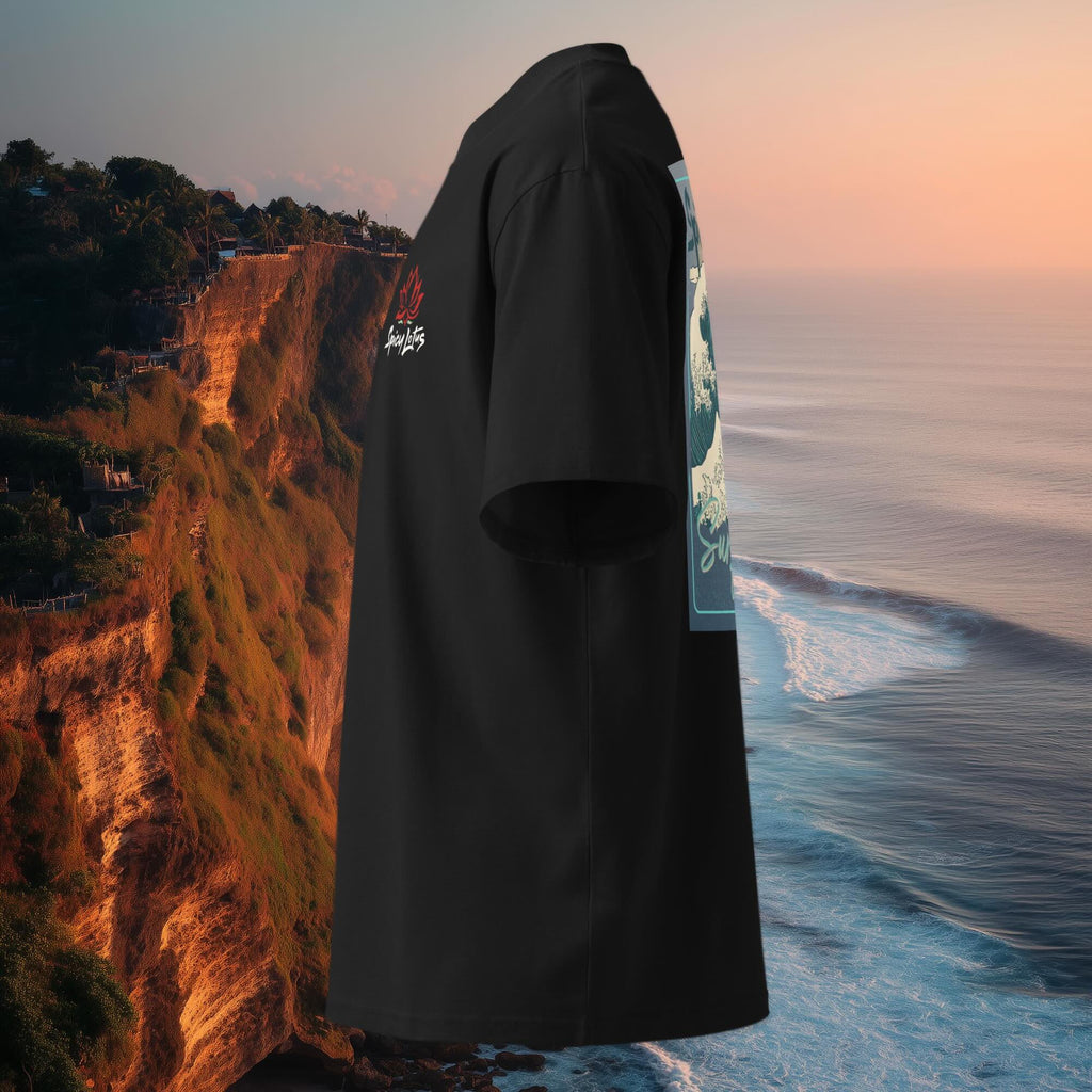 Bali volcano tropical night tee side view