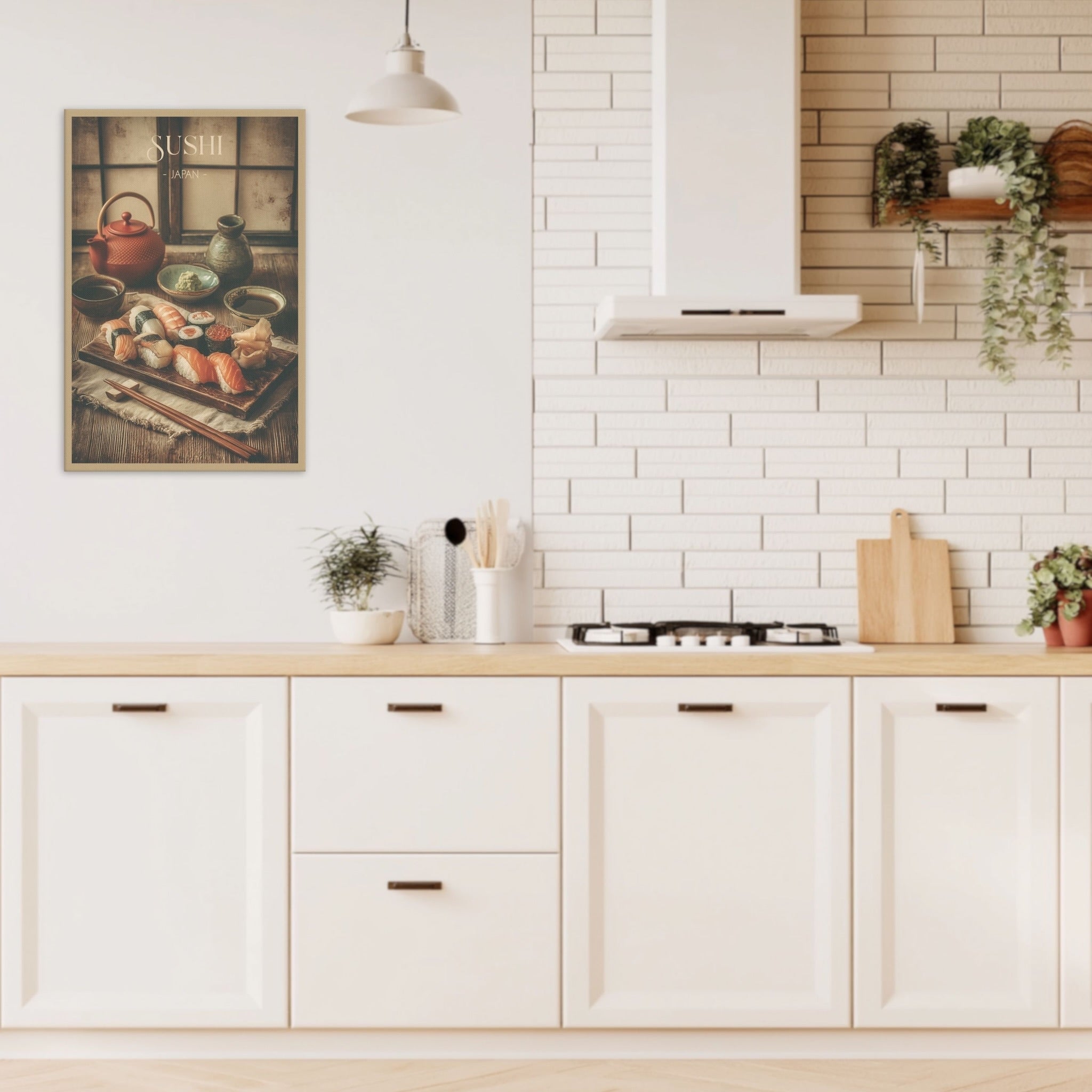 Minimalist sushi wall art for kitchen decor