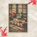 Japanese sushi still life canvas with nigiri and maki