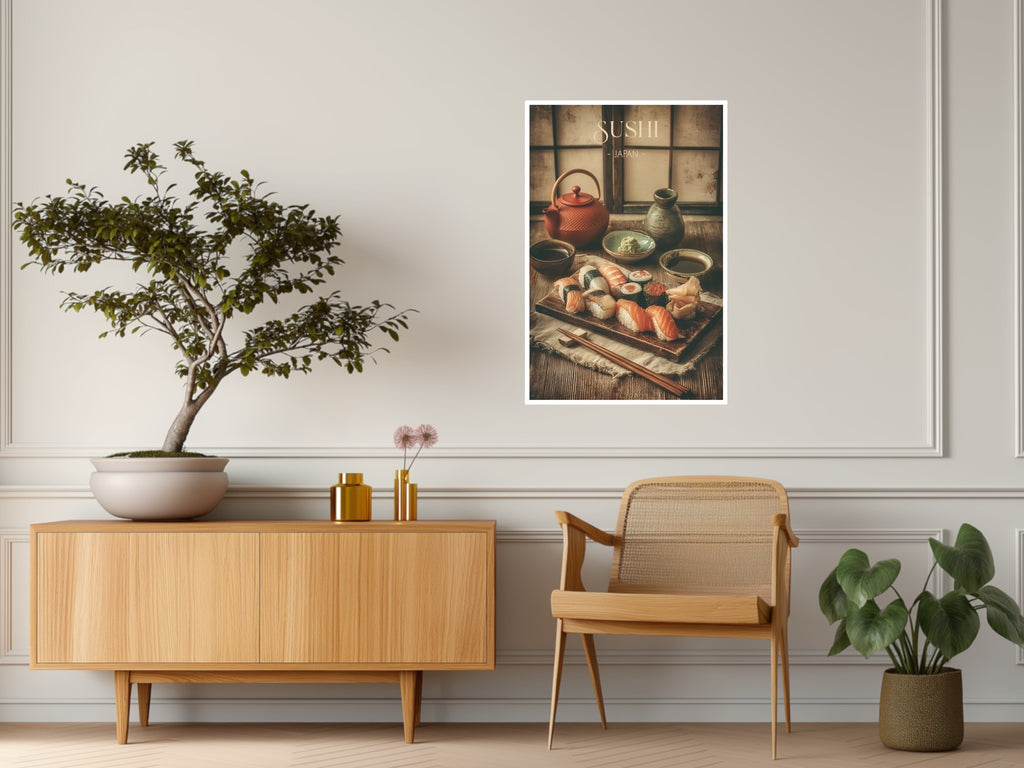 Minimalist sushi wall art for living room