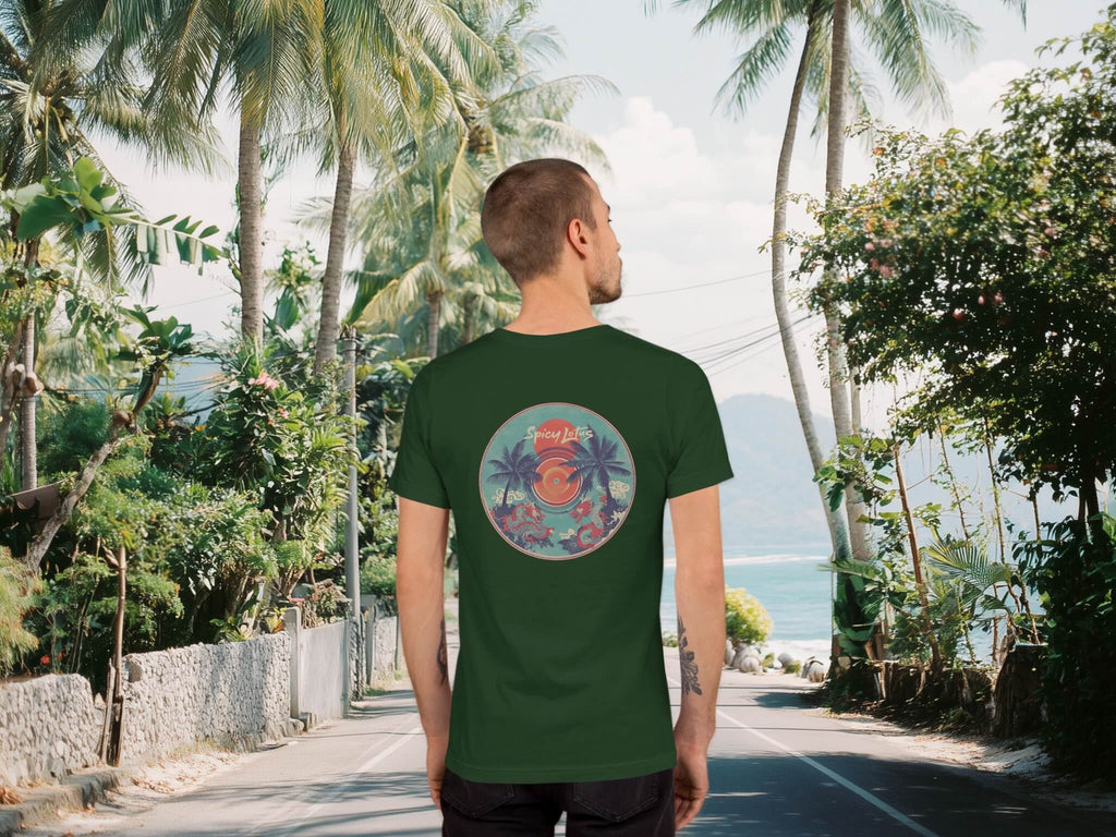 Spicy Lotus Tropical Dragons vinyl back print T-shirt