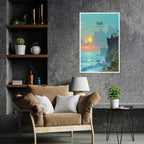 Vertical tropical poster of Bali cliff attached to office wall
