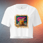 100% combed cotton relaxed fit crop top with ribbed crew neck Ghost