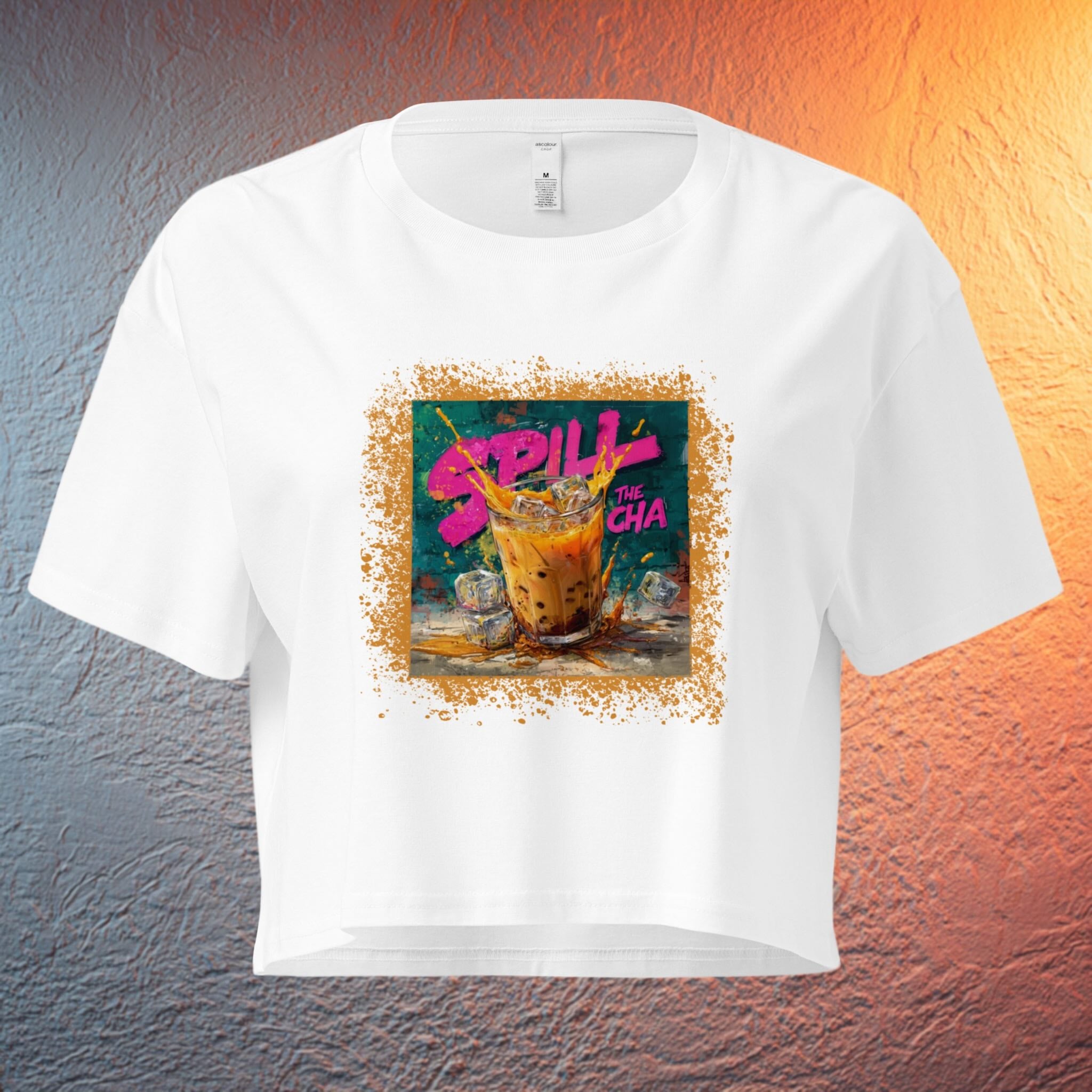 100% combed cotton relaxed fit crop top with ribbed crew neck Ghost