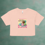 100% combed cotton relaxed fit crop top with ribbed crew neck Flatlay