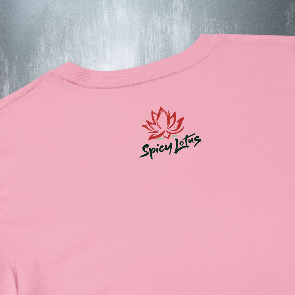 Close-up of Logo DTG print on pastel crop top back