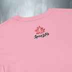 Close-up of Logo DTG print on pastel crop top back