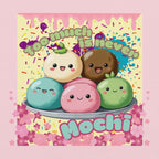 DTG print detail on kawaii mochi pop-art t-shirt