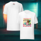 Front and Back view of Too Much Is Never Mochi graphic ghost t-shirt
