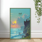 Dramatic ocean waves below Uluwatu temple wall art standing