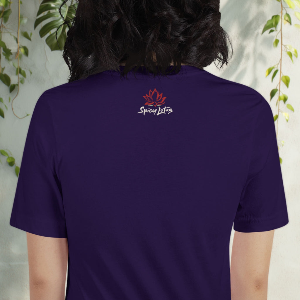 Outside neck label branding on Bella+Canvas 3001 tee