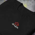 Folded Bella+Canvas 3001 unisex back print tee with chest logo