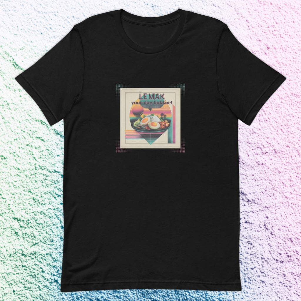 Front view of Lemak Your Day Better graphic flatlay t-shirt