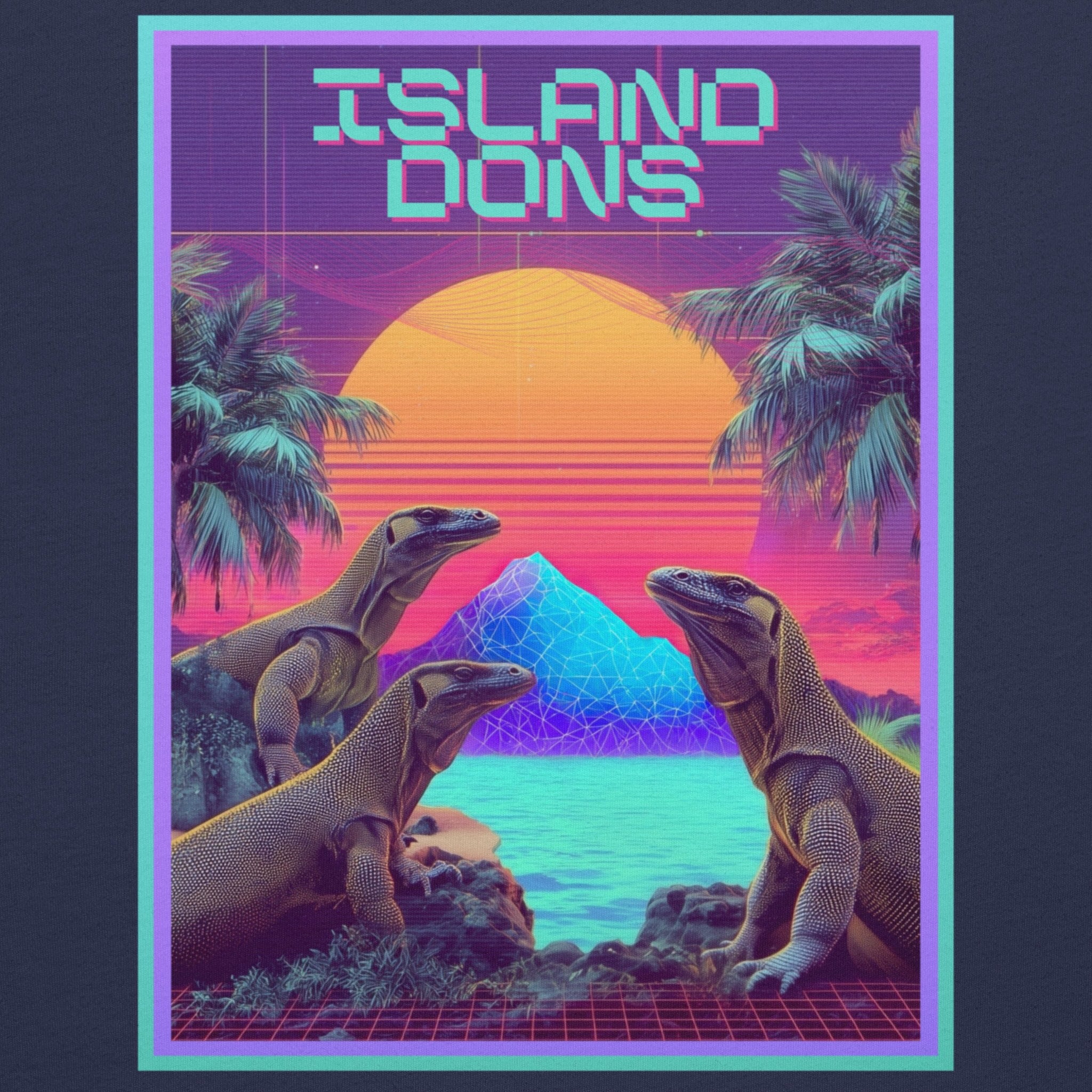 Close-up DTF print Island Dons Komodo Nights back print