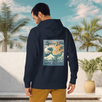 Spicy Lotus Surf Club Midnight Wave back print hoodie