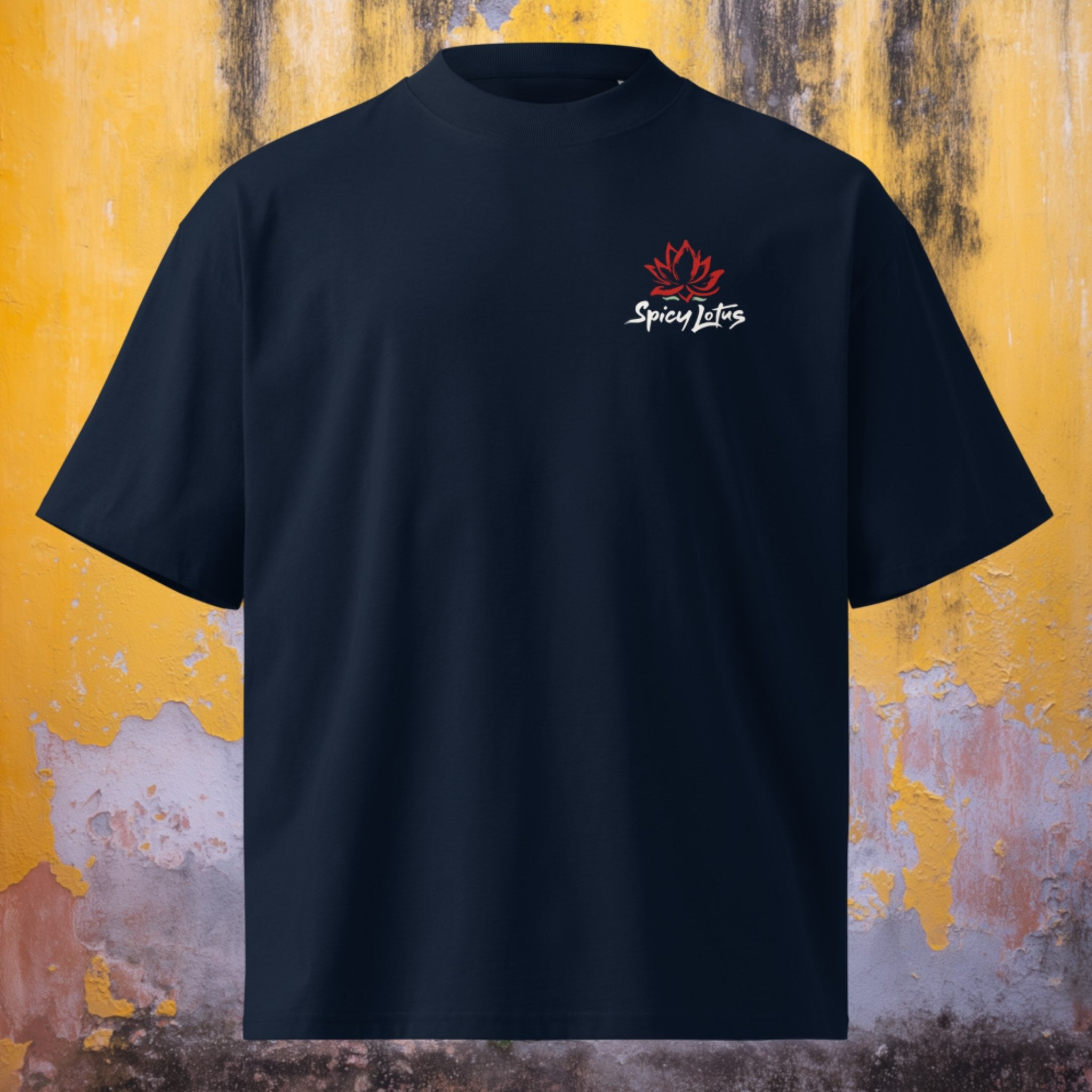 Small left chest logo on What the Pho oversized organic tee