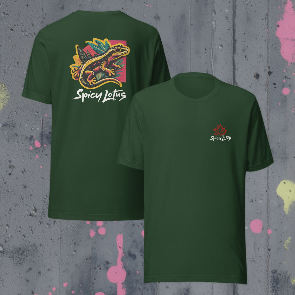 Front/back Neon gecko tropical pop-art streetwear ghost tee
