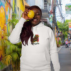 Model wearing Urban Gecko hoodie exploring city streets