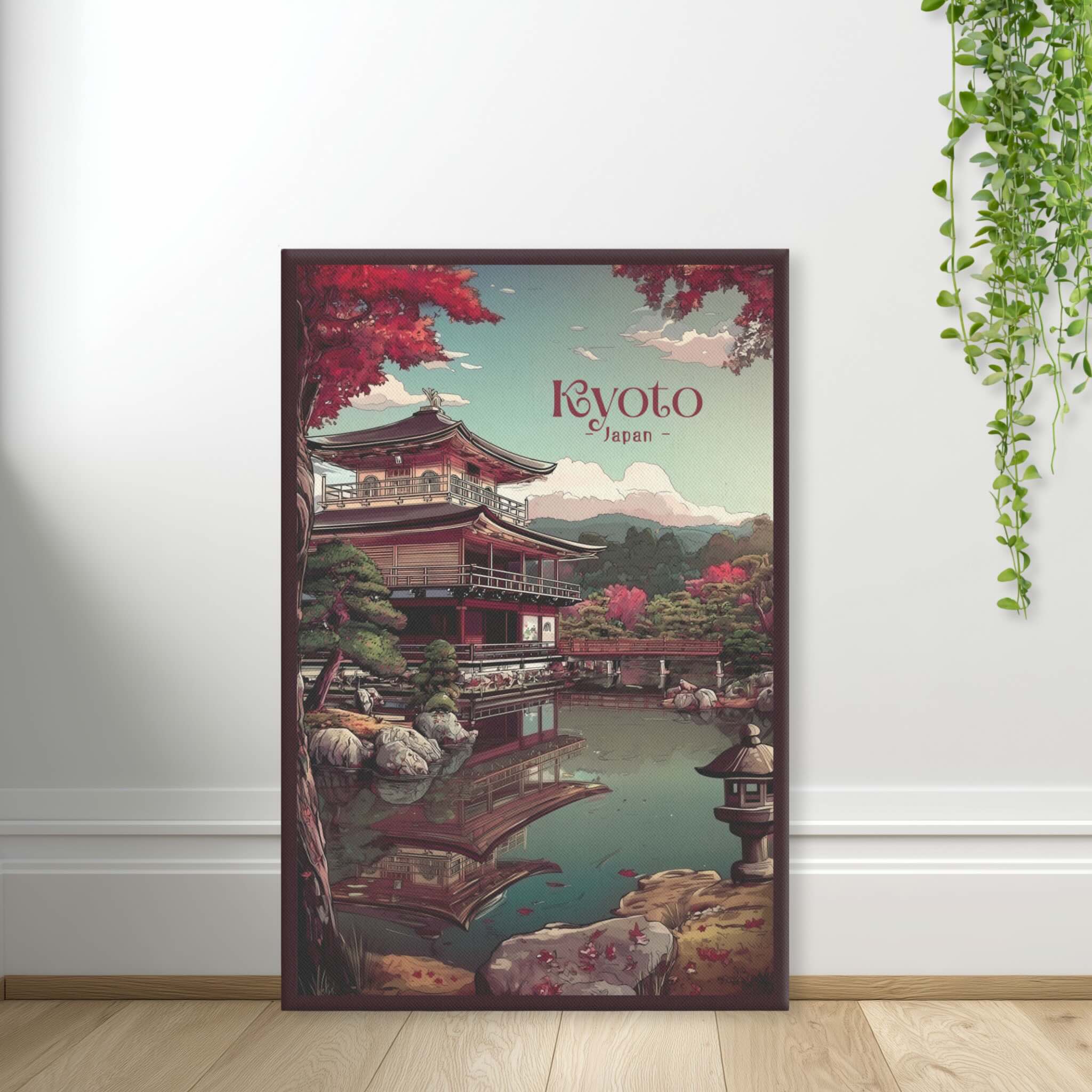 Zen garden Japanese temple vertical wall art for modern interiors standing