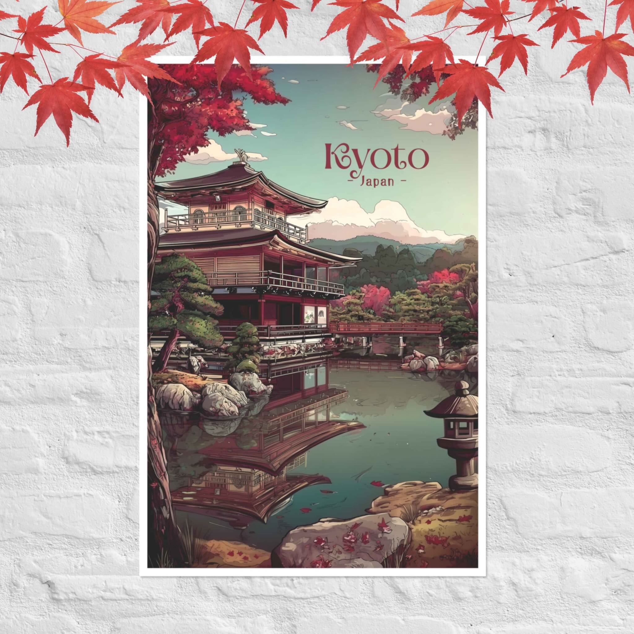 Kinkaku-ji Golden Pavilion Kyoto reflected on calm water poster