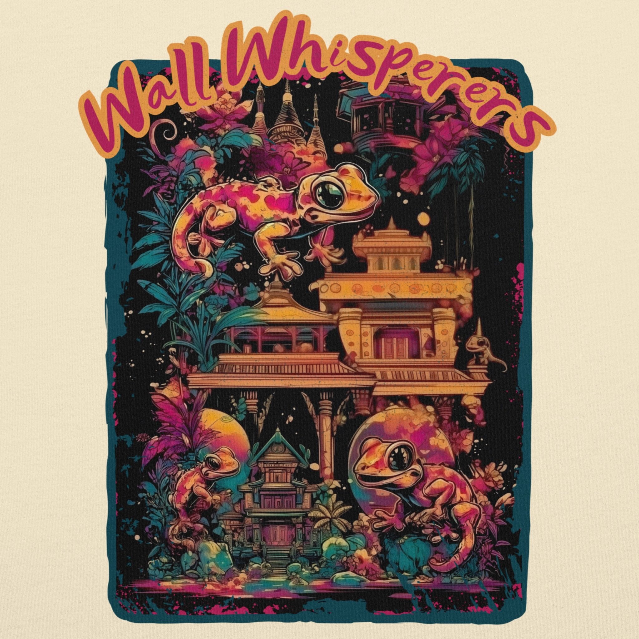 Close-up DTF print Thailand temple psychedelic jungle tee