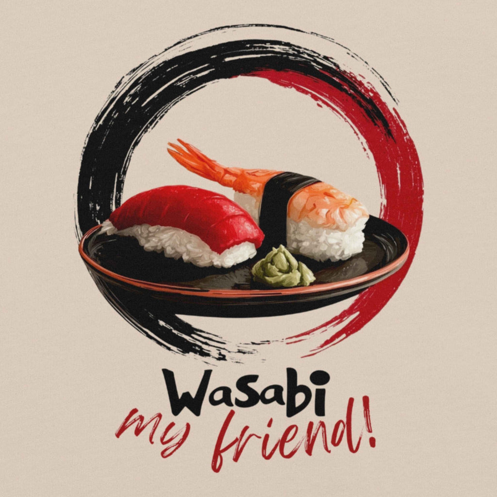 Close-up of minimal nigiri sushi illustration with brush accents