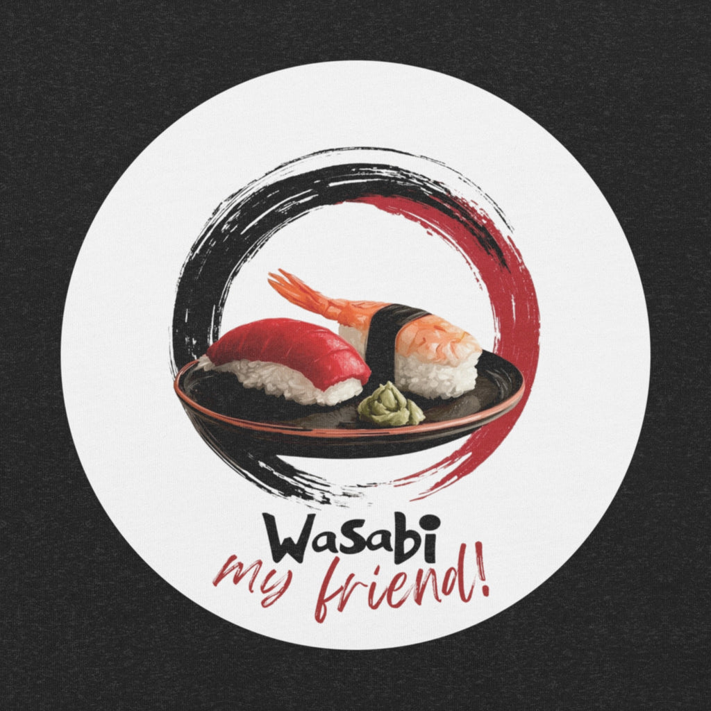 Close-up of minimal nigiri sushi illustration with brush accents