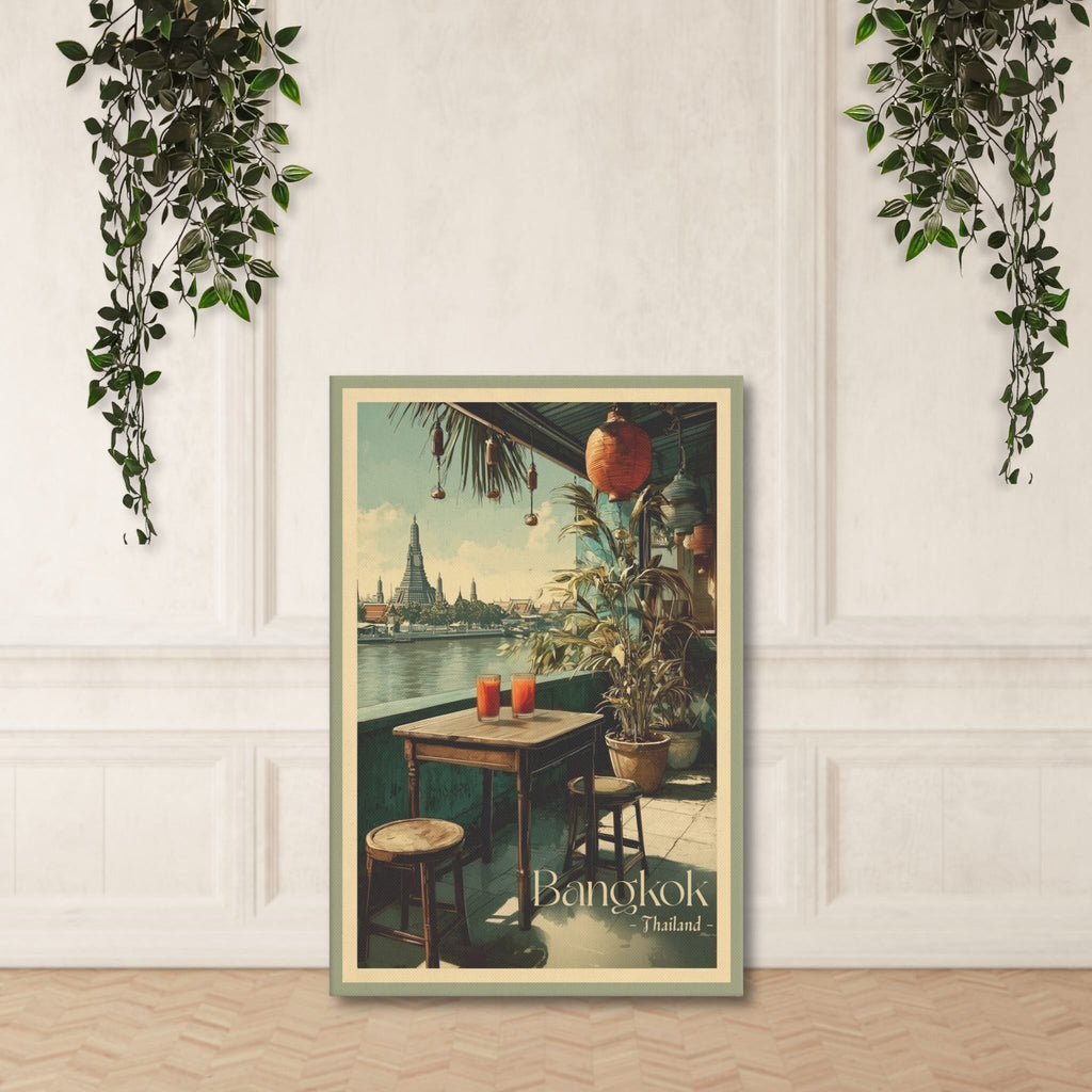 Vintage-style Thailand cityscape wall art for modern interiors