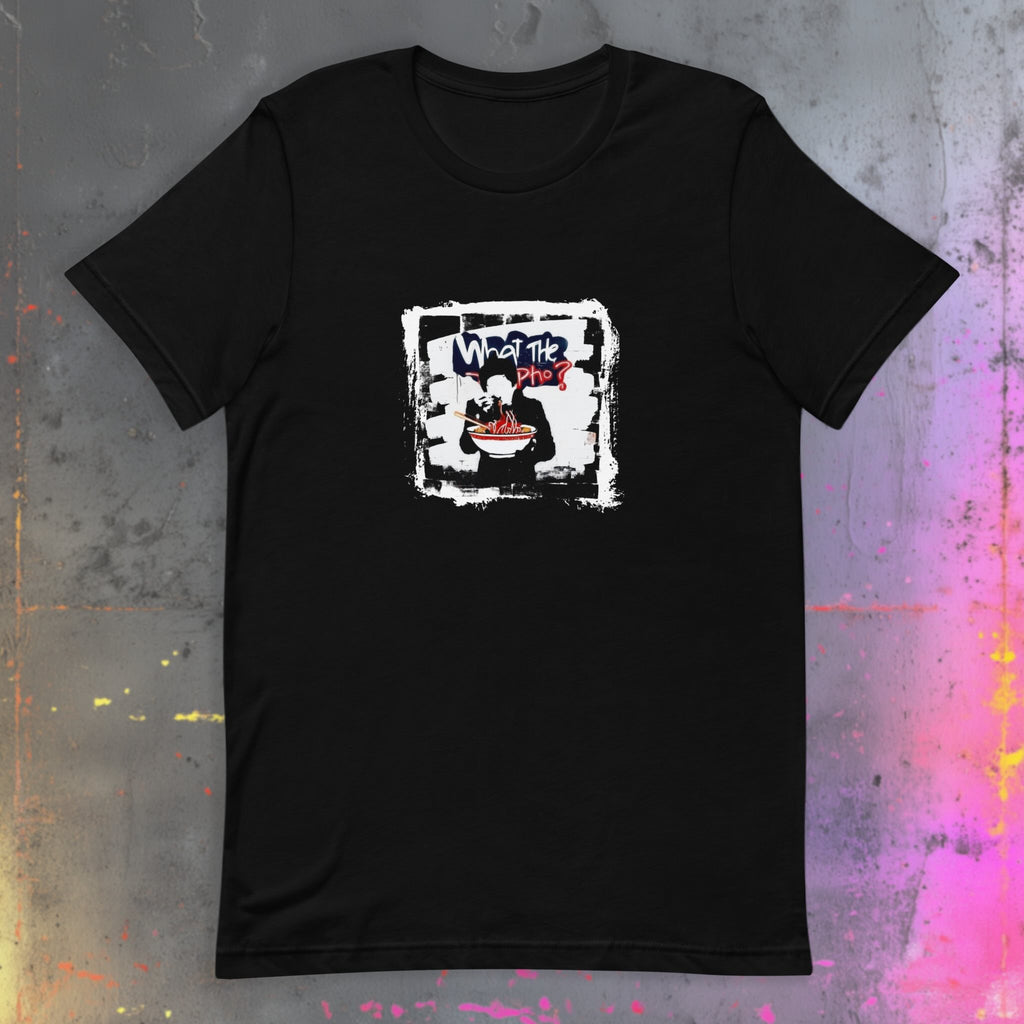 What the Pho flatlay t-shirt front view showing regular unisex fit