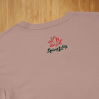 Close-up of colorful cendol dessert DTG back print logo on crop top